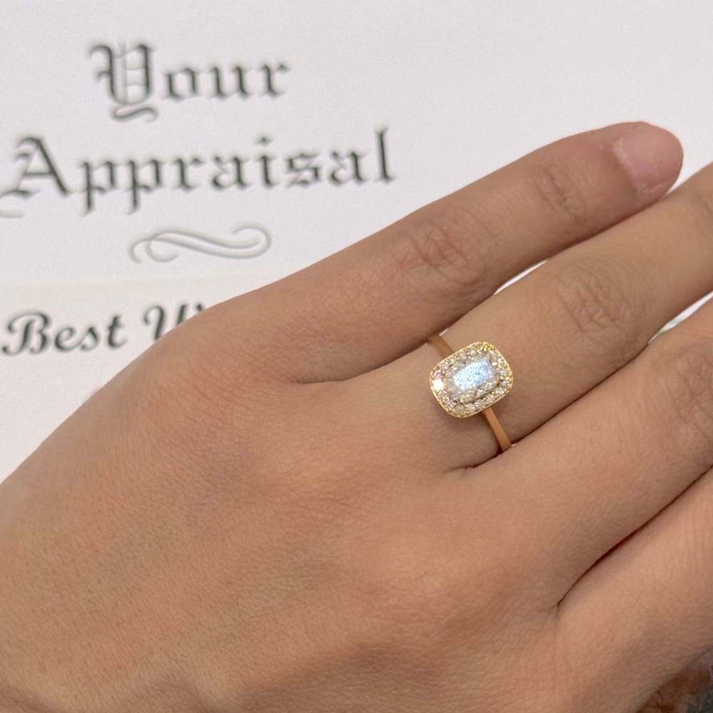 14k Solid Real Gold VVS Certified Diamond Solitaire Halo Ring FREE Appraisal
